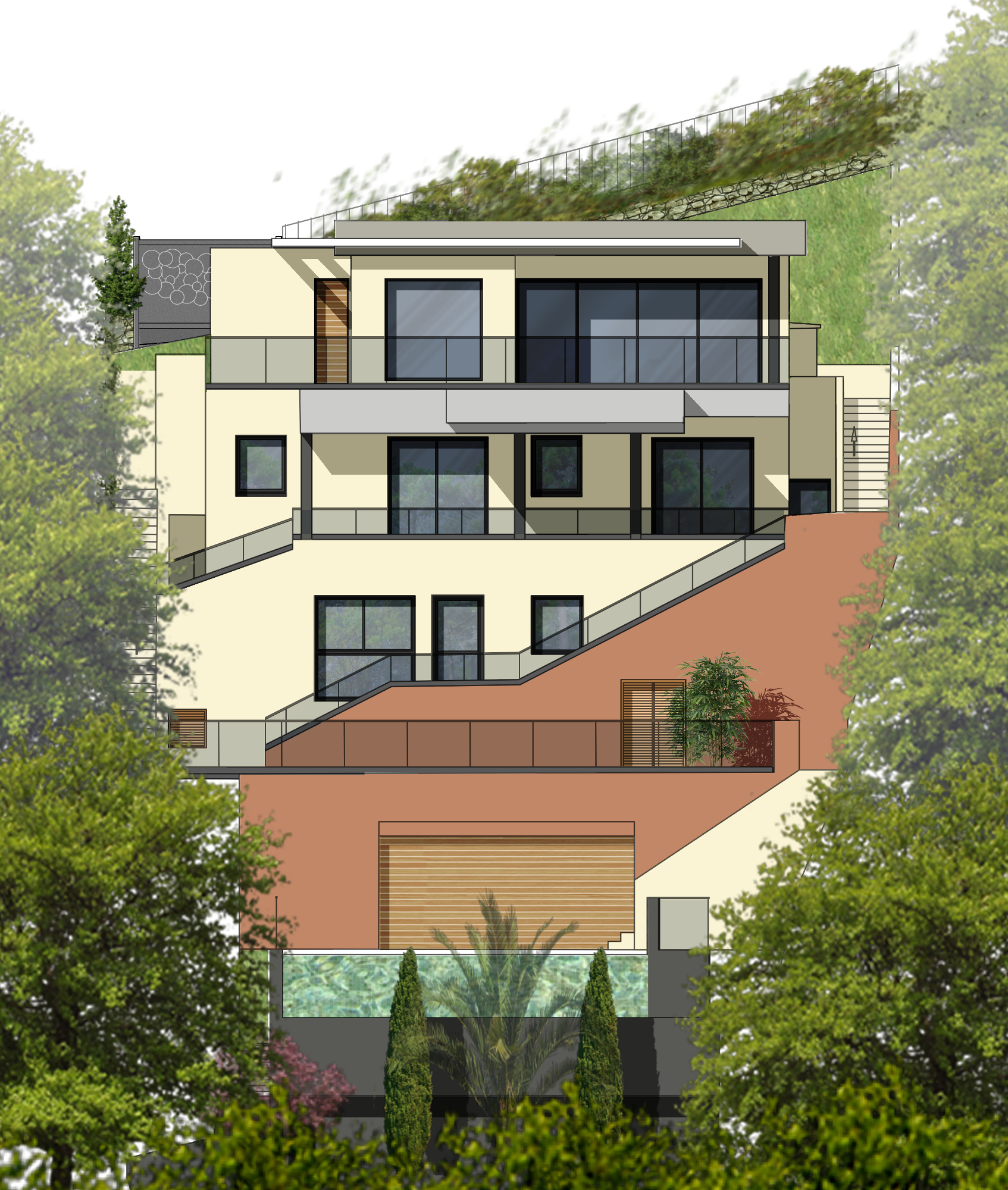 VILLA AL FACADE COULEUR Façade de villa, projet de rénovation par SVL architecture