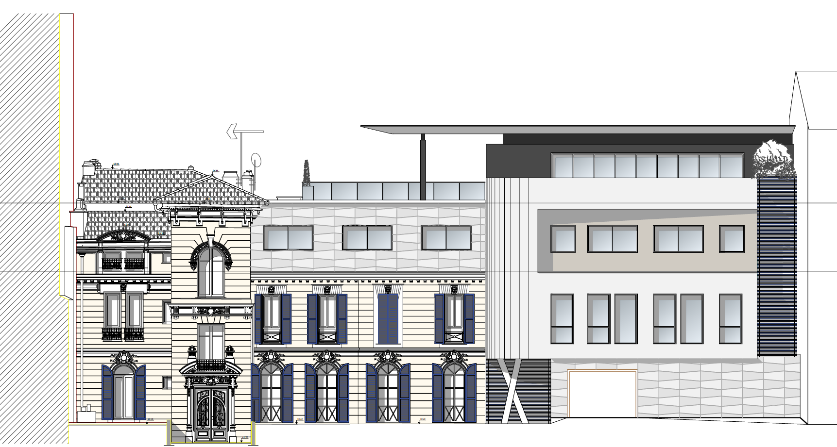 plan architectural d'une extension d'hôtel