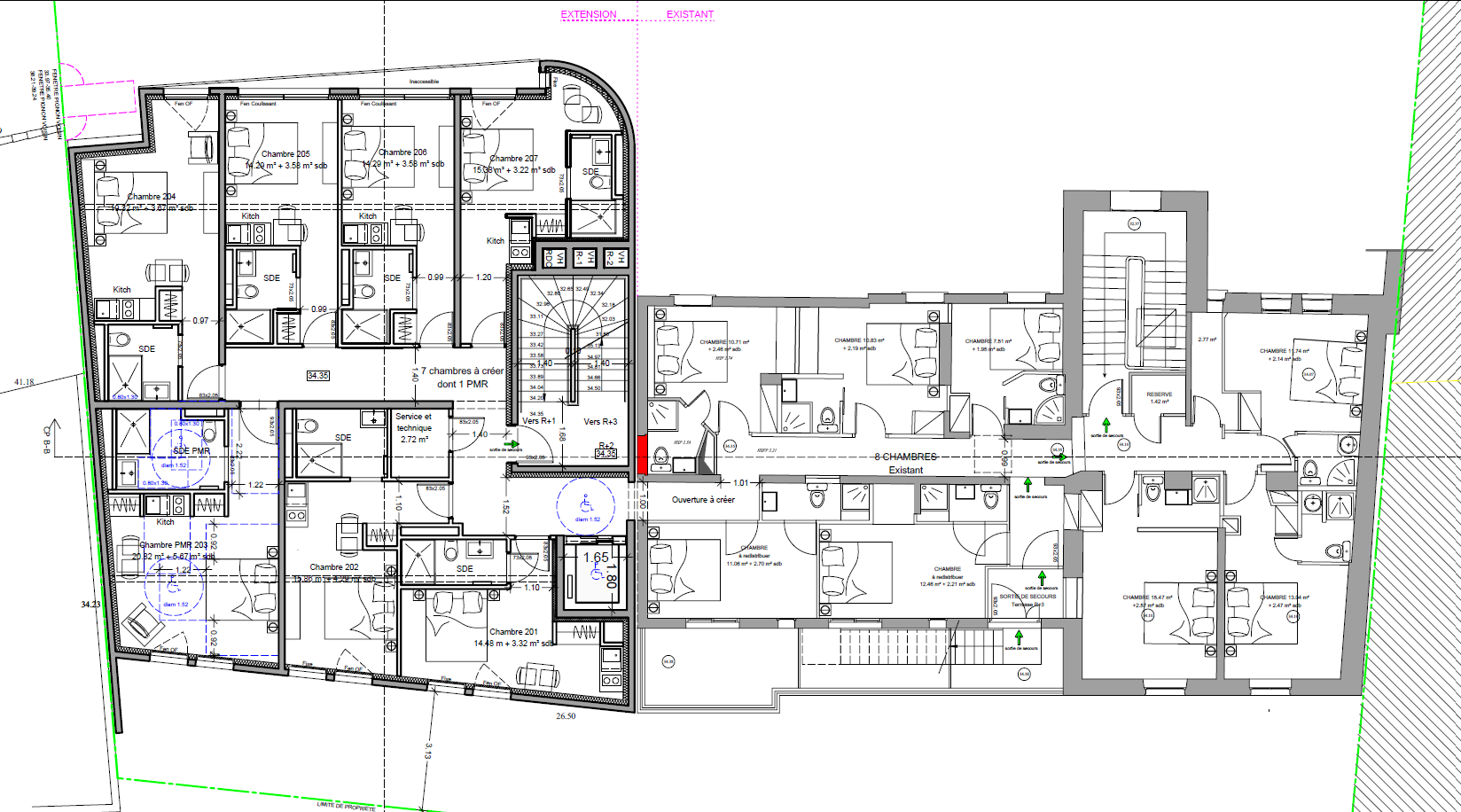 plan de niveau architectural d'un hôtel
