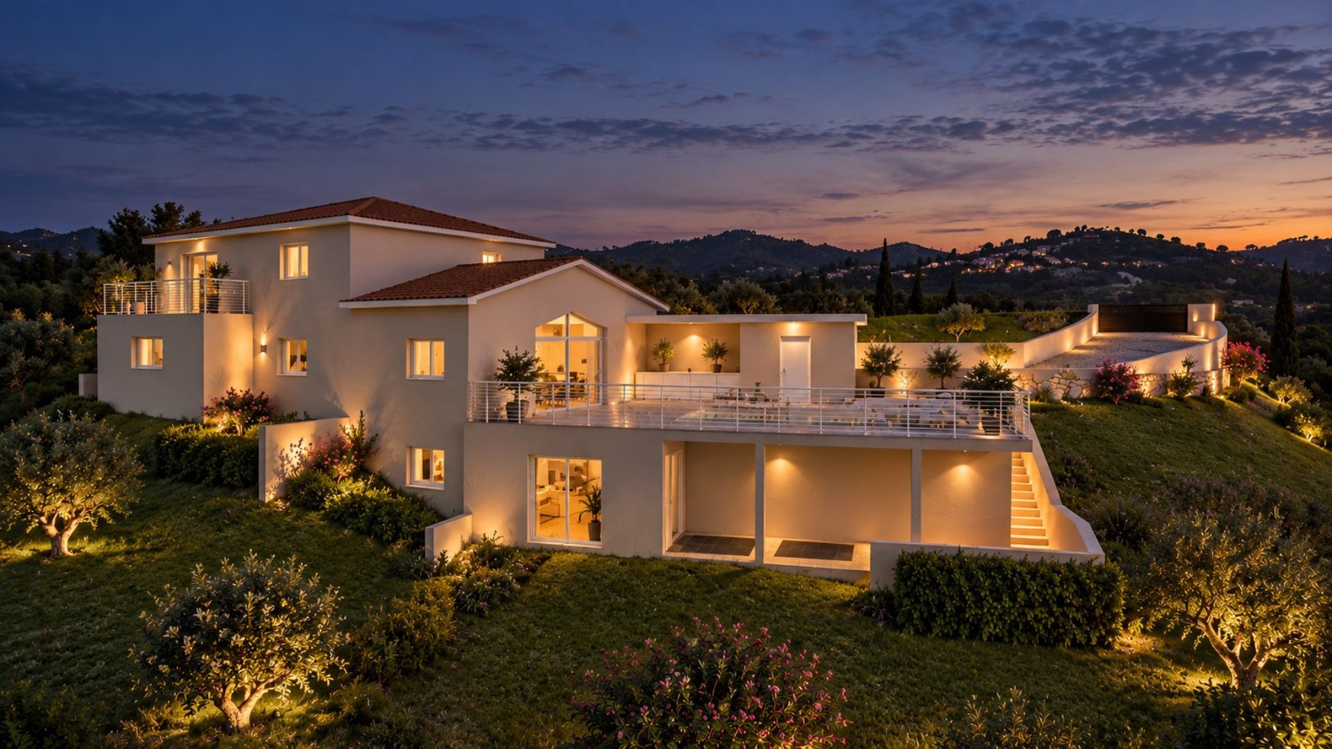 visuel 3 D d'une villa au jardin arboré ayant obtenu un permis de construire pour une extension